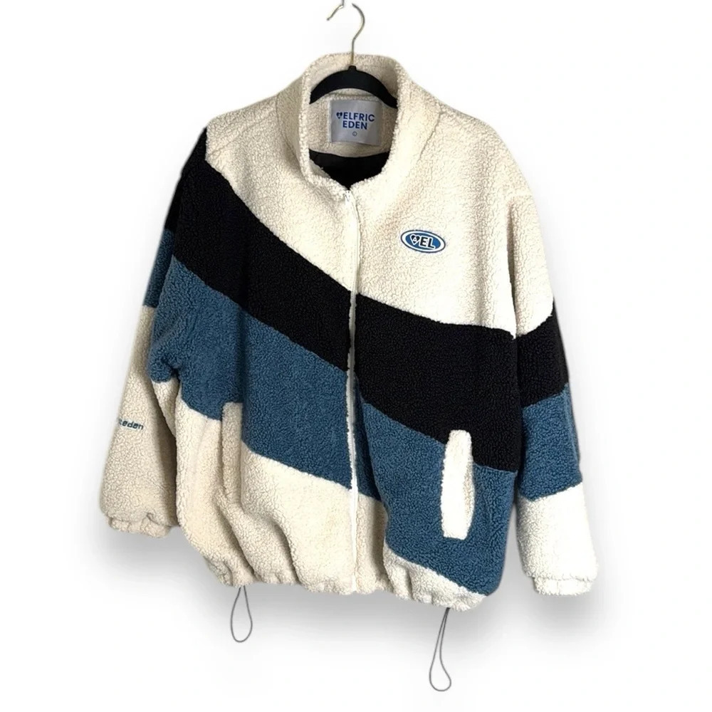 Aelfric Eden Three Color Patchwork Sherpa Coat Si… - image 1